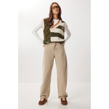 Happiness İstanbul Kesik Paça Baggy Jean P0291 LRI0030 Bej