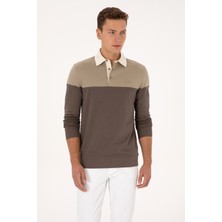 U.S. Polo Assn. Erkek Regular Fit Polo Yaka Açık Haki Sweatshirt 50316428-VR183