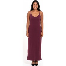 For You Moda Büyük Beden Modal Karışımlı Askılı Vücuda Oturan Elbise – Bordo | Şık ve Esnek Kumaş