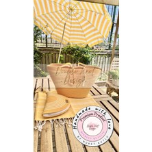 Double Knot Design Futa 2li Takım Plaj Çantası El Çantası Clutch Totebag Kadın Çanta Yazlık Hediyelik