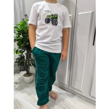 Pidal Giyim Yüksek Kaliteli Canavar Kamyon Baskılı Pamuklu Kısa Kollu Çocuk Eşofman Takımı