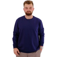 Cüsseli Büyük Beden Erkek Bisiklet Yaka Basic Sweatshirt U24174 Indigo