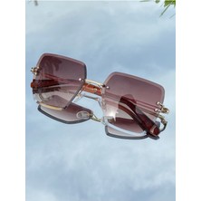 Bappir Kesme Cam  Kahve Renk Güneş Gözlüğü Çerçevesiz