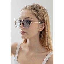 Bappir Lüx Mavi Camlı Unisex Güneş Gözlüğü Leopar