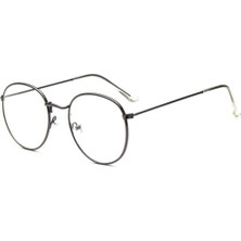 Bappir Ince Siyah Oval Çerçeve Metal Hafif Tarz Retro Vintage Gözlük