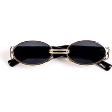 Bappir Yeni Sezon Vintage Oval Gold Siyah Unisex Güneş Gözlüğü