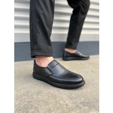 Khi-Zai JY0410 Classique Bağcıksız Cilt Erkek Günlük Klasik Ayakkabı Cst - Siyah