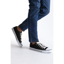 Khi-Zai JY0422 Luke Bağcıklı Keten Kumaş Erkek Günlük Sneaker Ayakkabı Kbt - Siyah