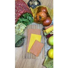 Puantiye Desen Tekrar Kullanılabilen Doğal Balmumu (Balmumlu) Gıda Saklama Kumaş Bez 3’lü (Erzak Saklama Kabı)