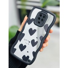 Go Aksesuar Xiaomi Redmi Note 9s - Redmi Note 9 Pro Uyumlu Siyah Kalp Tasarımlı Aynalı Silikon Kılıf