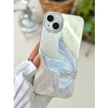 Go Aksesuar Iphone 15 - 14 - 13 Uyumlu Shine Platin Kelebek Renk Geçişli Parlak Tasarımlı Silikon Kılıf
