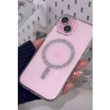Go Aksesuar Iphone 13 - 14 ve 15 Uyumlu Glitter Gerçek Magsafe Özellikli Simli Işıltılı Şeffaf Kılıf
