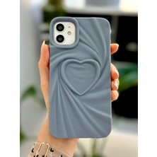 Go Aksesuar Apple Iphone 11 Uyumlu 3D Mat Saten Kalp Kabartma Desenli Darbe Önleyici Silikon Kılıf