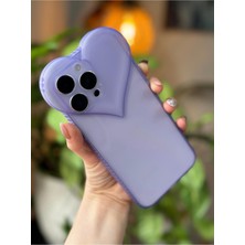 Go Aksesuar Iphone 15 Promax Şeffaf 3D Kabartma Kalp Tasarımlı Silikon Kılıf