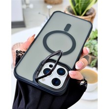Go Aksesuar Iphone 16 Promax Uyumlu Magsafe Özellikli Metal Kamera Çerçeveli Standlı Silikon Kılıf