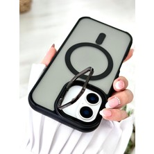 Go Aksesuar Iphone 16 Uyumlu Magsafe Özellikli Metal Kamera Çerçeveli Standlı Silikon Kılıf