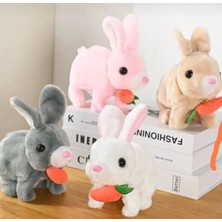 NB Market Karma Renk Pilli Sesli ve Işıklı Zıplayan Peluş Tavşan Unisex Hediyelik Oyuncak
