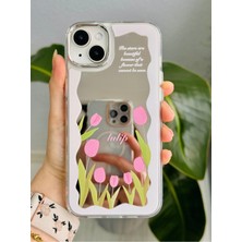 Go Aksesuar Iphone 14 Plus - 15 Plus Uyumlu Aynalı Tulip Tasarımlı Kenarları Silikon Kılıf