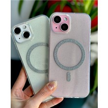 Go Aksesuar Iphone 14 Plus - 15 Plus Uyumlu Glitter Magsafe Özellikli Işıltılı Parlak Şeffaf Kılıf