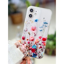 Go Aksesuar Iphone 12 ve 12 Pro Uyumlu Mat Baskı Büyük Çok Çiçek Parmak Izi Bırakmaz Şeffaf Kılıf