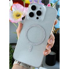 Go Aksesuar Iphone 16 Promax Uyumlu Glitter Magsafe Özellikli Işıltılı Simli Şeffaf Kılıf
