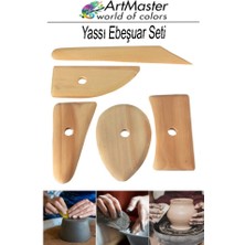 ArtMaster Yassı Ebeşuar Seti 5 Li 1 Paket Şekillendirme Aleti Ahşap Kil Seramik Çömlek Heykel Kazıyıcı Modelleme Şekillendirici