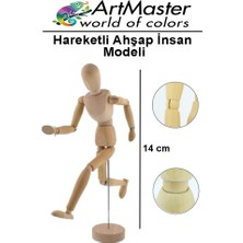 ArtMaster Hareketli Insan Modeli Ahşap 14 cm 1 Paket Kukla Stilist Ahşap Model Insan Figürlü Manken Tahta Adam Resim Eğitimi