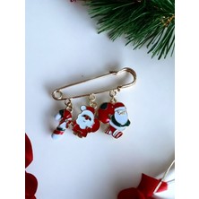 Vola Collection Yılbaşı Noel Yaka Iğnesi Broş Kardan Adam Noel Baba Şeker Kamışı