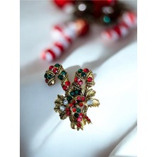 Vola Collection Yılbaşı Noel Şeker Kamışı Broş Yaka Iğnesi