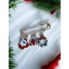 Vola Collection Yılbaşı Noel Yaka Iğnesi Broş Kardan Adam Çorap Çelenk