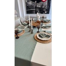 Decamor Home Keten Dokulu Çağla Yeşili Runner 1 Ad Runner (Peçetesiz)