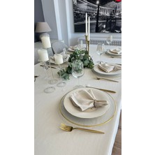 Decamor Home Keten Dokulu Ekru Masa Örtüsü 1 Adet (Peçetesiz)