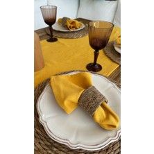 Decamor Home Kadife Dokulu Dertsiz Hardal Sarı Peçete 6 Ad