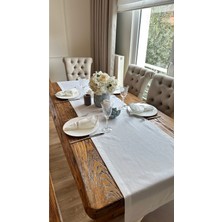 Decamor Home Kadife Dokulu Dertsiz Leke Tutmaz Beyaz Runner (Peçete Dahil Değil)