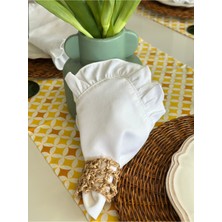 Decamor Home Beyaz Fırfırlı Peçete 6 Ad Leke Tutmaz Kumaş Kadife Dokulu