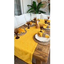 Decamor Home Kadife Dokulu Dertsiz Leke Tutmaz Hardal Sarı Runner 1 Ad