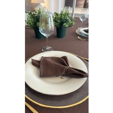 Decamor Home 6 Lı Keten Dokulu Kahverengi Kumaş Peçete