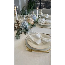 Decamor Home Keten Dokulu Beyaz Masa Örtüsü (Peçete Dahil Değil )