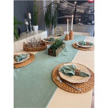 Decamor Home Kadife Dokulu Dertsiz Mint Yeşili Runner (Peçete Dahil Değil )