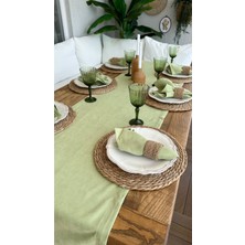 Decamor Home Kadife Dokulu Dertsiz Leke Tutmaz Fıstık Yeşili Runner 1 Ad