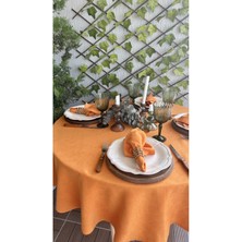 Decamor Home Kadife Dokulu Leke Tutmaz Turuncu Peçete 6 Adet Kumaş Peçete