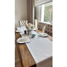 Decamor Home Keten Dokulu Beyaz Runner (Peçete Dahil Değil )