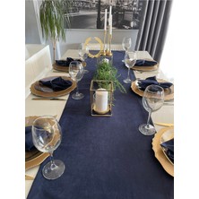 Decamor Home Kadife Dokulu Dertsiz Lacivert Uzun Runner (Peçete Dahil Değil )