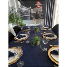 Decamor Home Lux Kadife Dokulu Dertsiz Lacivert Masa Örtüsü (Peçete Dahil Değil )