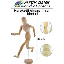 ArtMaster Hareketli Insan Modeli Ahşap 30 cm 1 Paket Kukla Stilist Ahşap Model Insan Figürlü Manken Tahta Adam Resim Eğitimi