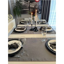 Decamor Home Kadife Dokulu Antrasit Gri Füme Dertsiz Runner 1 Adet (Peçete Dahil Değil )