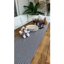 Decamor Home Pamuklu Keten Siyah Beyaz Mini Pötikareli Runner