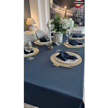 Decamor Home Pamuklu Sıvı Geçirmez Kumaş Detrsiz Lacivert Masa Örtüsü (Peçete Dahil Değil)