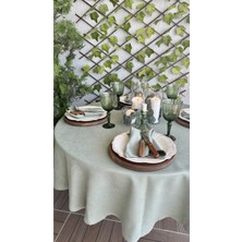 Decamor Home Kadife Dokulu Kumaş Leke Tutmaz Çağla Yeşili Yuvarlak Masa Örtüsü (Peçete Dahil Değil )