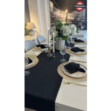 Decamor Home Keten Dokulu Siyah Runner 1 Adet (Peçete Dahil Değil)